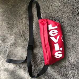 Levi's red fanny pack black strap white logo